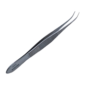 Curved Iris Forceps, Serrated Handle With Polished Finish, Delicate Lightly Curved Tips, 1 X 2 Mouse Style Teeth, And Overall Length Of 3 7/8" (10cm)  